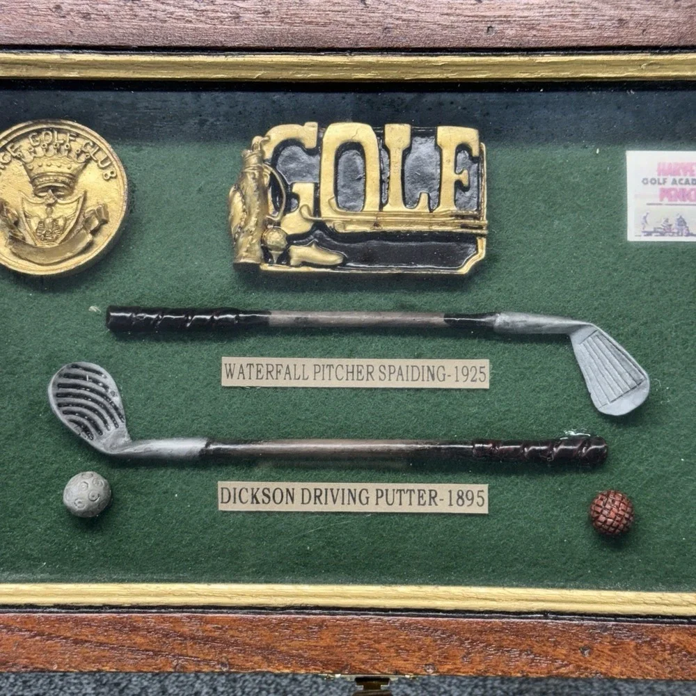 History of Golf Collectible Shadow‎ Box Wood Framed Hanging Display Case